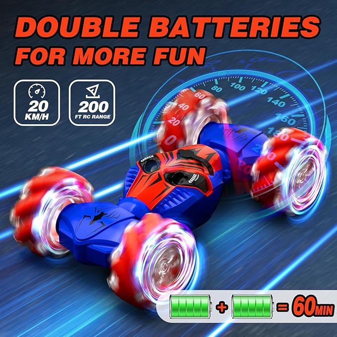 Remote Control Car for Boys 8-12, 4WD Gesture Sensing RC Stunt Car 2.4Ghz with Lights Music Sprayer RC Cars for Boys Age 4-7 8-12 Hand-Controlled Cars Toys Birthday Gifts for Kids Girls Blue