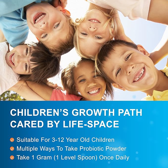 Life-Space 60 Grams, for Children 3-12 Years,10 Billion CFU & Multi Strain, Improve Appetite for Relieve Picky, Boost Digestive Health & Immune, No Refrigeration, Probiotic Powder for Children