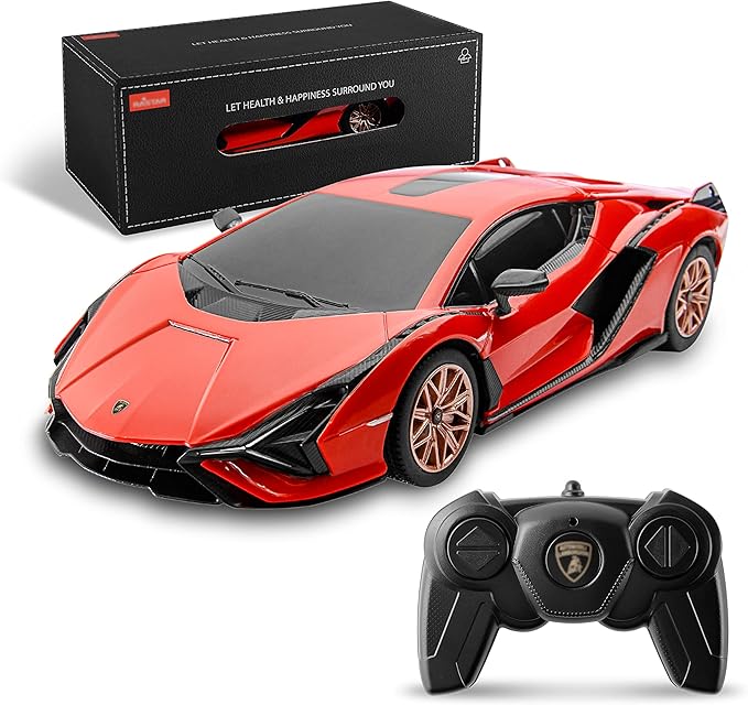 BEZGAR Remote Control Cars - 1:24 Scale Officially Licensed RC Series Lambo Sián FKP 37, Electric Sport Racing Hobby Toy Car Model Vehicle for Boys and Girls Teens and Adults Gift (Red)