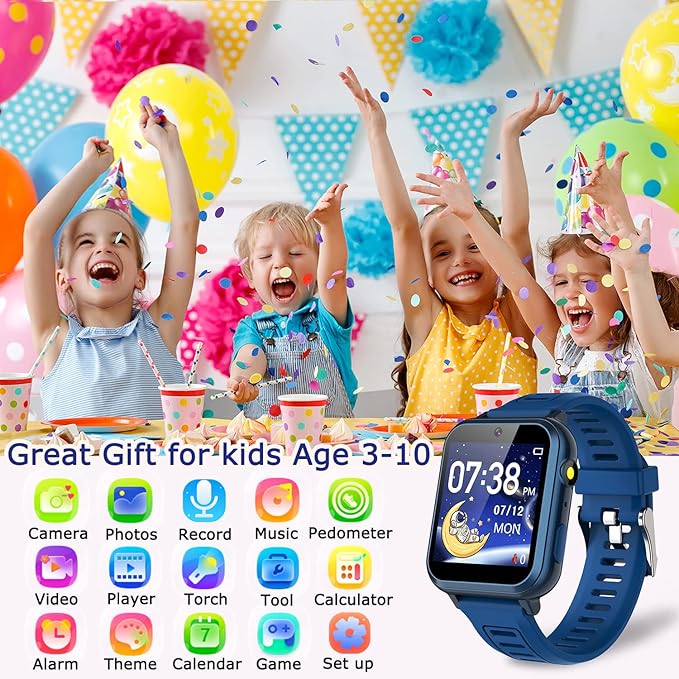 Kids Game Smart Watch for Kids with 24 Puzzle Games HD Touchscreen Camera Music Player Pedometer Alarm Clock Calculator Flashlight 12/24hr Kids Watch Gift for 4-12 Year Old Boys Toys for Kids