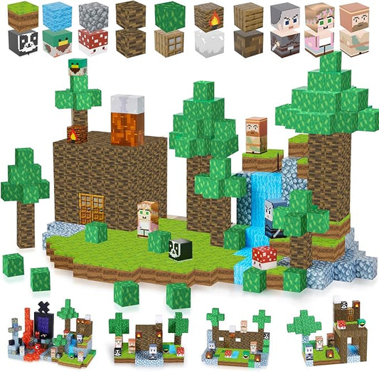 123PCS Magnetic Blocks - Forest Castle Theme Magnetic Blocks Building Toys, Toddler Magnet Toys STEM Building Game Sensory Gift for Kids Ages 3 4 5 6 7 8 9+ Boys Girls Birthday Gifts