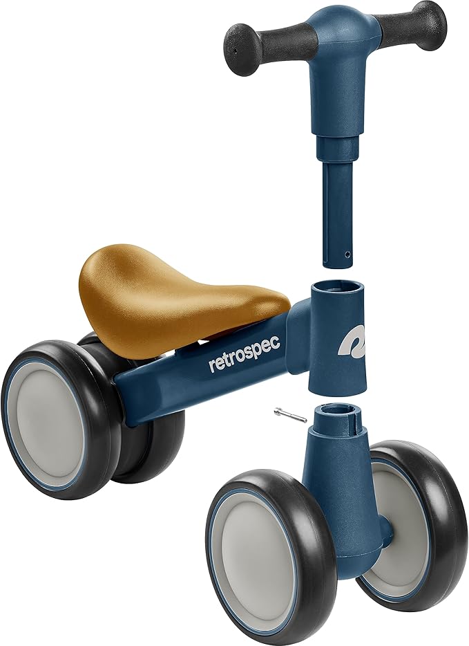 Retrospec Cricket 2 Baby Walker Balance Bike with 4 Wheels for Ages 12-24 Months - First Birthday Gift Toddler Bicycle Toy for 1 Year Old’s - Ride On Toys for Boys & Girls