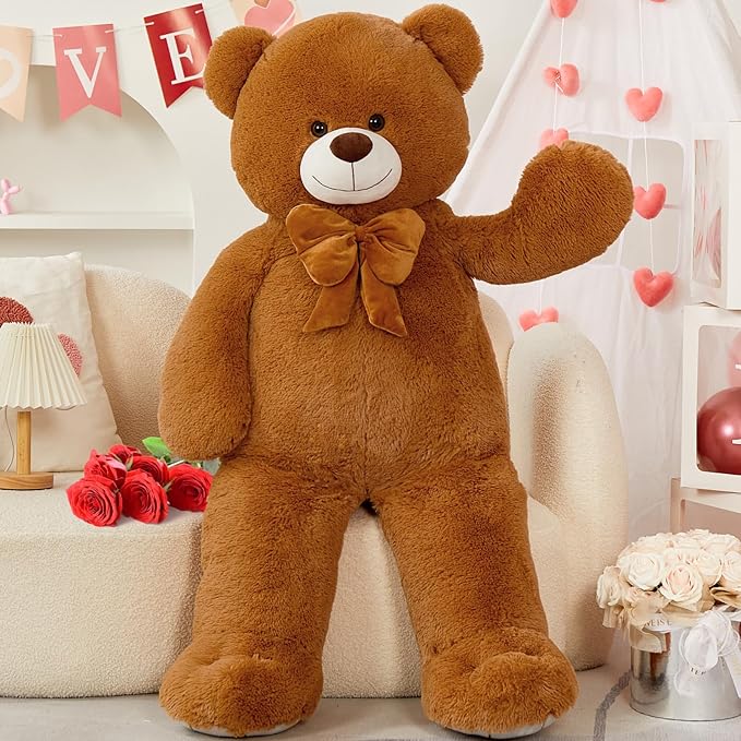 MorisMos Giant Teddy Bear 4 ft Stuffed Animal for Girlfriend,Cuddly Stuffed Big Bear Plush Toy for Valentines,47 inches Big Stuffed Animal Bear Christmas Baby Shower for Boyfriend,Wife,Children