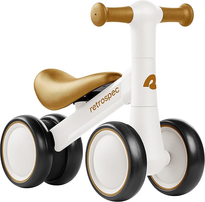 Retrospec Cricket 2 Baby Walker Balance Bike with 4 Wheels for Ages 12-24 Months - First Birthday Gift Toddler Bicycle Toy for 1 Year Old’s - Ride On Toys for Boys & Girls