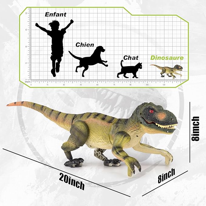 VERTOY Remote Control Dinosaur Toys for Kids 3 4-7 8-12 Year Old - Realistic T-Rex Gift for Boys, RC Walking Dino with Light, Roaring, Spray, Touch Sensing