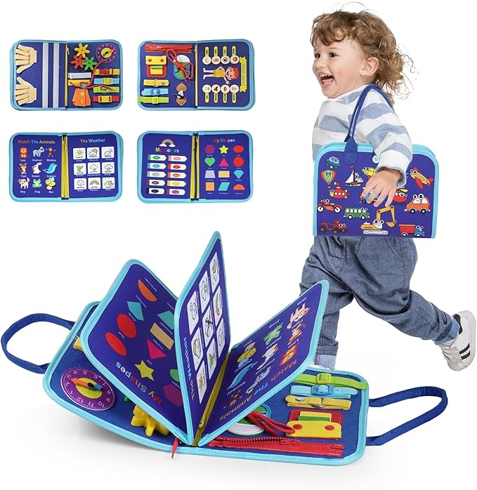 INKLAB Busy Board for 3 Year Old, Montessori Toys for 1-3 Year Old, Toddler Learning Toys Ages 2-4, 3 Year Old Boy Birthday Gift, Busy Board for Toddlers 3+