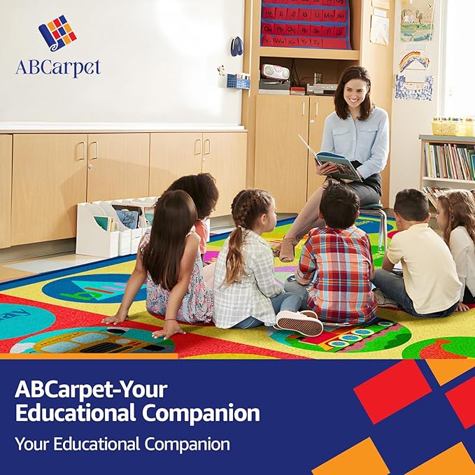 Classroom Rug 7'5"x13' Classroom Carpet for Preschool Education Daycare Rug Kids Playroom Carpet for Elementary, Kids Room