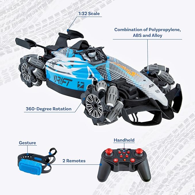 Sunnydaze Stupendous Stunts Kids Remote Control Car - RC Car with Lights, Sounds, Steam for Ages 6+ - 360-Degree Rotation