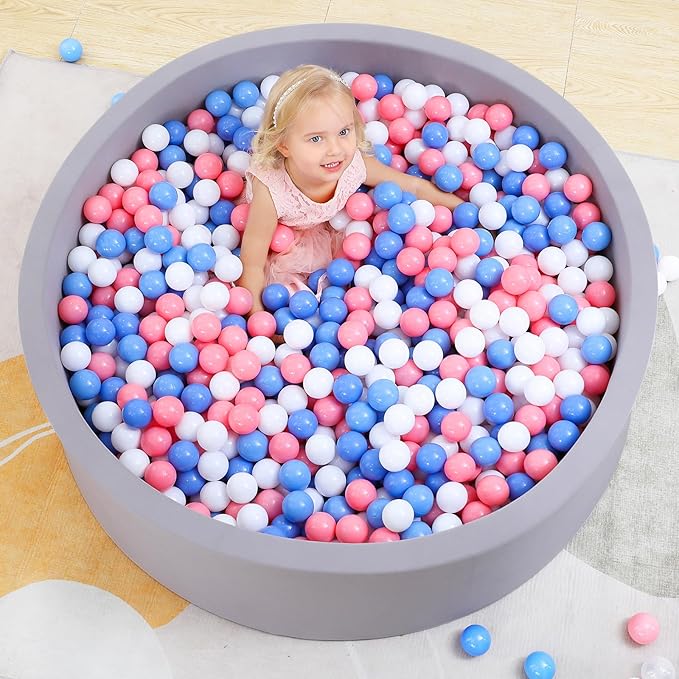 Wilwolfer Foam Baby Ball Pit for Toddlers: 47 x 14.5 inch Extra Large Kids Ball Pit, Indoor Outdoor Babies Playpen, Kids Soft Play Toys, Birthday Gift for Girl Boy - Balls Not Included