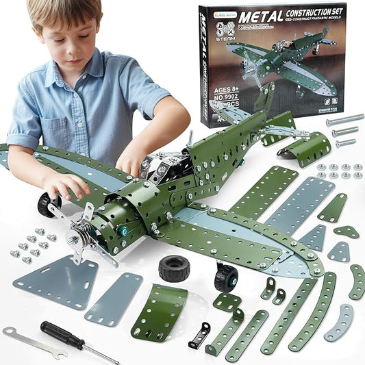 Metal Model Airplane Building Toys for Ages 8-13 14 and Up, 285pcs Plane Stem Toys for Boys Age 8-12, Assembly Jet Kits for Kids 8-10, Birthday for 9 10 11 Year Old Boys Adults