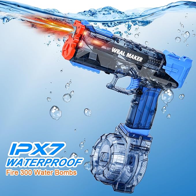 2025 Upgraded Electric Water Gun with LED Flash and USB-C Charging, IP67 Waterproof Automatic Squirt Guns 25-30 FT Range, Realistic Water Pistol for Summer Outdoor Pool Party Toys
