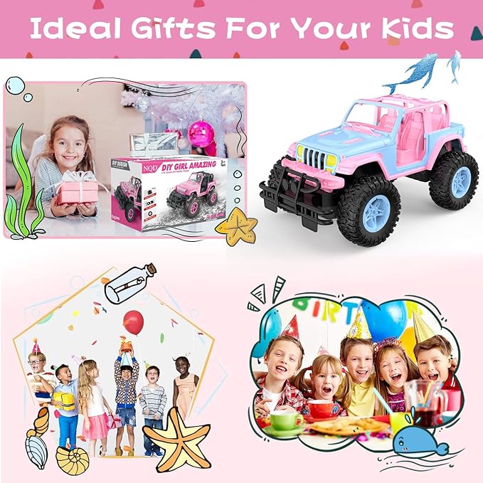 NQD Remote Control Car for Kids 1:16 Scale 80 Min Play 2.4Ghz Off Road RC Trucks with Stickers Toy Car Gift for Girls 3 4 5 6 Year Old