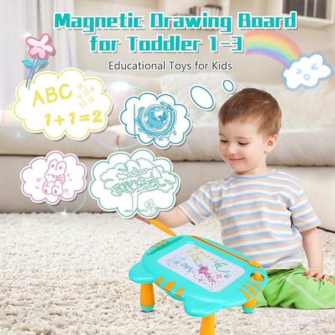 Magnetic Drawing Board for Toddlers 1-3, Toddler Toys 2-3, Magna Mess Free Doodle Board Pad Learning Toy, Etch A Colorful Sketch Educational Toys for 1 2 3 Year Old Boys Girls Christmas Birthday Gift