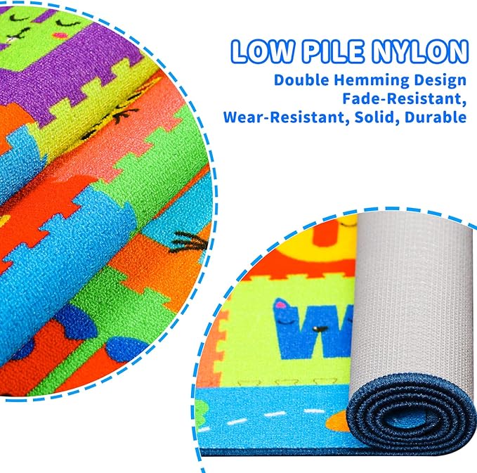 Classroom Rugs, Preschool Carpet for Classroom Elementary, School Learning Non-Slip Educational Carpet, Washable Kids Rugs for Playroom Nursery (Style 8, 59'' x 39.4")