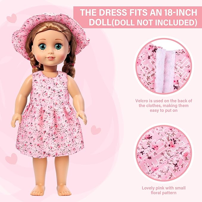 Doll Suitcase Travel Set, 18 inch Doll Clothes and Accessories - 26 Pcs Travel Pillow, Unicorn Bag, Sunglasses, Camera, Computer, Phone, Passport, Birthday Gift for Age 3 4 5 6 Year Old Girls