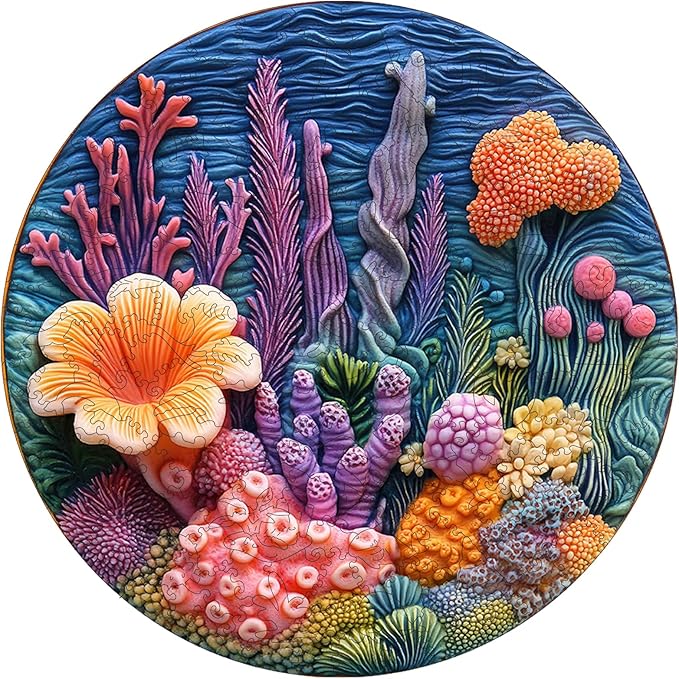 Wooden Puzzles for Adults - Seaweeds Jigsaw Puzzle 500 Piece, 16.5 in Oceans Puzzle, Unique Shaped Creative Gift Toys for Kids and Family Games