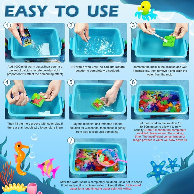 Magic Water Elf Toy Kit, Aqua Fairy Water Gel Kit for Kids, Squishy Maker with 20 DIY Models and 20 Colors, Magic Gel Water Pets Compatible with Boys & Girls Gift Aged 3+