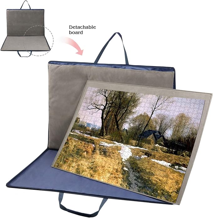 Lavievert 1500 Piece Jigsaw Puzzle Board with Padded Cover, Portable Case with 6 Sorting Trays & Detachable Board, Puzzle Caddy Storage Saver with Non-Slip Surface for Adults and Kids