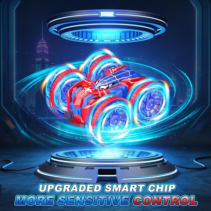 Waterproof Remote Control Car，4WD Amphibious 2.4 GHz RC Car Remote Control Boat，360°Rotation RC Stunt with LED Lights，Boys Girls Gifts All Terrain Water Beach Pool Toy