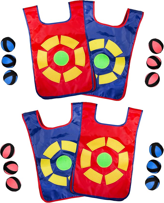 Ultimate Dodgeball Game for Kids | 4-Player Toy Set 4 Vests, 12 Dodge Balls, 1 Drawstring Bag | Fun Indoor and Outside Dodge Tag Game for Boys and Girls 6+ Years