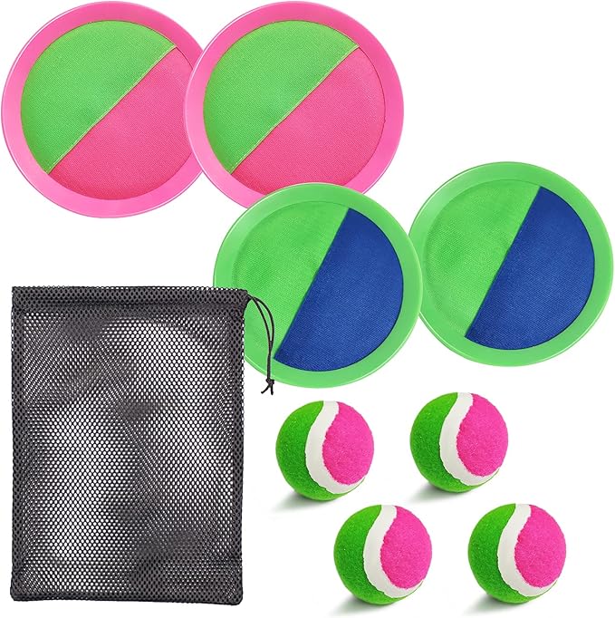 Jalunth Ball Catch Set Game Paddle - Beach Toys Back Yard Pool Outdoor Games Backyard Camping Throw Catch Toss Age 3 4 5 6 7 8 9 10 11 12 Years Old Boys Girls Kids Adults Family Outside Easter Gifts