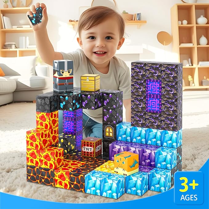 Magnetic Blocks - Build Mine Magnet World Magic Sword Portal Set, Building Toys Magnetic Tiles for Kids 3+, Classroom Must Haves Sensory Toddlers Toys Kids Games Gift for Boys & Girls 3-5 5-7