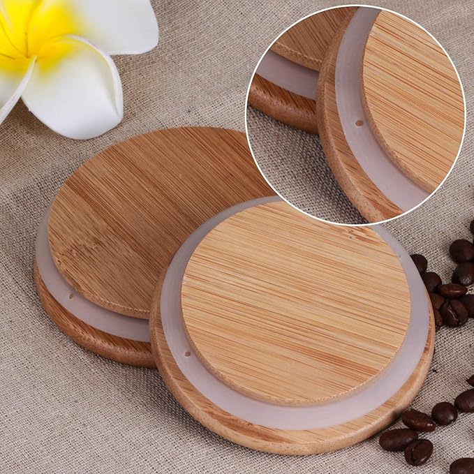 Glass Storage Jars Set of 2(25oz/750ml) with Airtight Seal Wooden Lid Stackable Kitchen Canisters for Candy, Coffee Bean Cookie, Rice, Sugar, Flour, Pasta, Nuts, Coffee