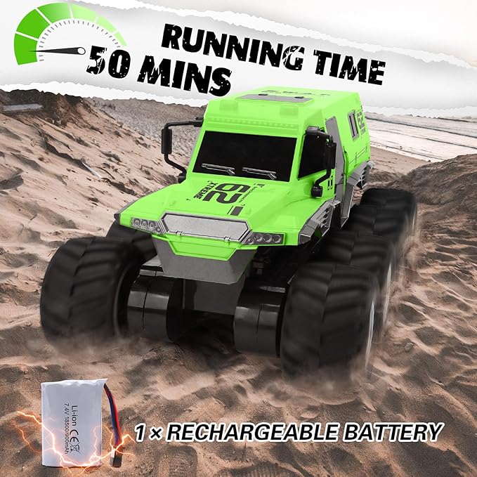 RC Trucks 8WD Offroad Waterproof,50Mins Playing Time Battery,1: 12 Large Remote Control Monster Truck for Boys Girls,Amphibious Gift Toy for Kids Age 6 7 8 9 10 11