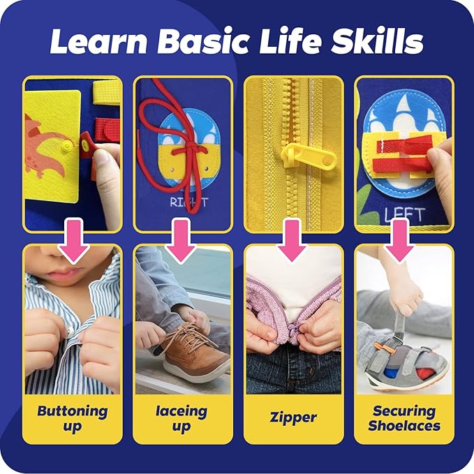 INKLAB Backpack Busy Board, Busy Book for Toddlers 1-3, Toddler Busy Board Ages 1 2 3, Montessori Busy Board for Toddlers 3+, Preschool Learning Activities, Birthday Gifts for Girls