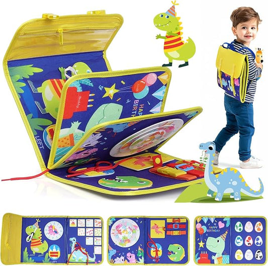 INKLAB Backpack Busy Board, Busy Book for Toddlers 1-3, Toddler Busy Board Ages 1 2 3, Montessori Busy Board for Toddlers 3+, Preschool Learning Activities, Birthday Gifts for Girls