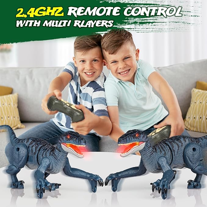 Hot Bee Dinosaur Toys for Kids 3-5-7, Remote Control Dinosaur Toys for 3 4 5 6 7 8 Year Old Boys, Electronic Walking Robot Dinosaur Toy with Light & Realistic Roaring Sound