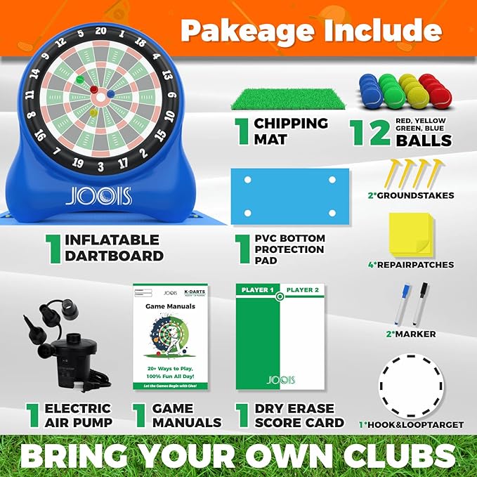 6.4ft Giant Inflatable Golf Dart Board with Air Pump & 20+ Games - Includes Game Manuals, Perfect Inflatable Games for Family Party, Giant Outdoor Yard Games, Backyard Golf Games, Carnival Games