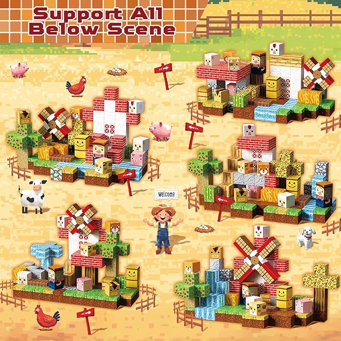 Goody King Magnetic Blocks | 120PCS Magnetic Building Blocks,Magnetic Blocks Farm,STEM Montessori Sensory Toys for Toddlers Kids Boys Girls Ages 3 4 5 6 7 8 9 10 Christmas Birthday Gifts