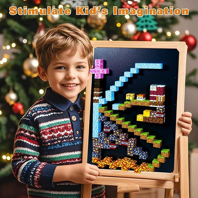 100pcs Magnetic Blocks,Mine World Magnet Blocks Craft, Magnetic Cubes for Kids Magnetic Building Blocks for Boys and Girls 3+, Magnetic Toys, Magnetic Building Cubes 0.8IN,Puzzles Games