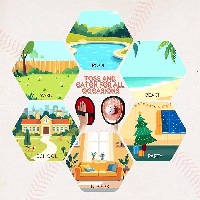 Toss and Catch Ball Set - Soft & Safe Toddler Baseball Gloves for Beginners - Kids Games Toys Indoor Outdoor - Water-Resistant Great for Yard Beach Pool - Boys Girls Birthday Gift