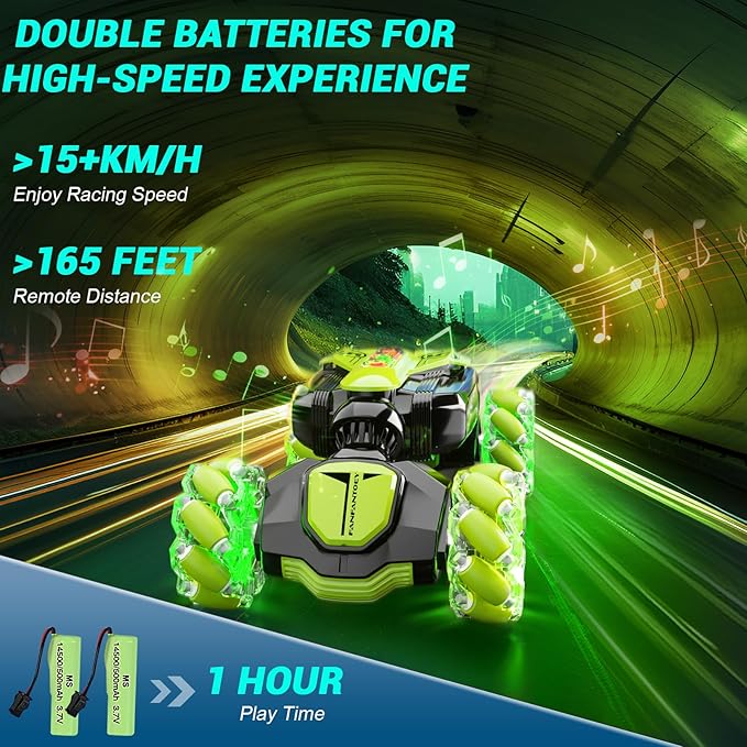 Gesture Sensing RC Stunt Car - Best Gifts for Boys 6-12 Year Old 360° Rotating 2.4Ghz 4WD Remote Control Transform Hand Controlled Carwith Light & Music, Birthday Presents for Kids Age 7 8 9 10 11 yr