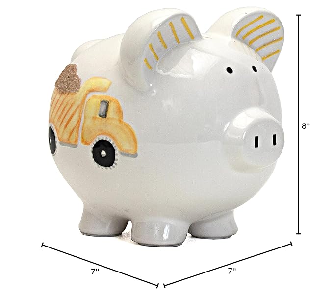 Child to Cherish Ceramic Piggy Bank for Boys, Digger Dump Truck