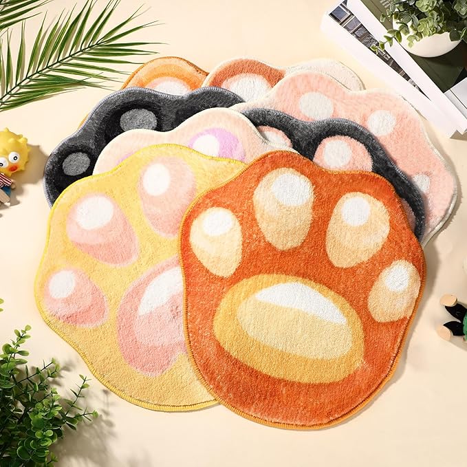 8 Pcs Classroom Carpet Kids Rug 15 x 15 Inch Back to School Supplies Round Non Slip Mat for Nursery Kindergarten Playroom Bedroom(Paw)