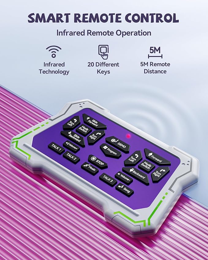 Ruko 6088 Dancing Robot for Girls with APP Control, Remote Control, Gesture Sensing Control, Interactive LED Emoji, QA Games Rechargeable Programmable Robot Toys for 3 4 5 6 Years Kids, Pink Purple