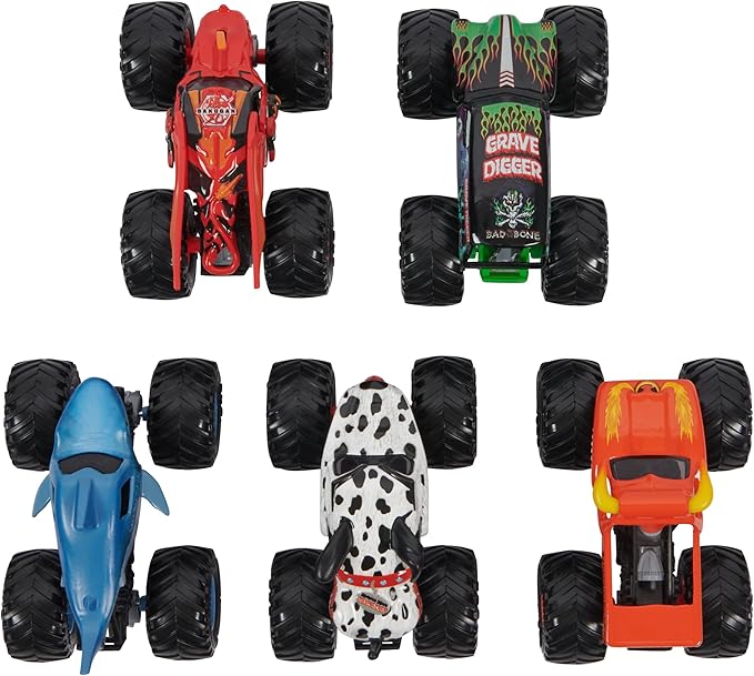Monster Jam, Official Pit Party 5-Pack of 1:64 Scale Monster Trucks, Kids Toys for Boys and Girls Ages 3 and Up
