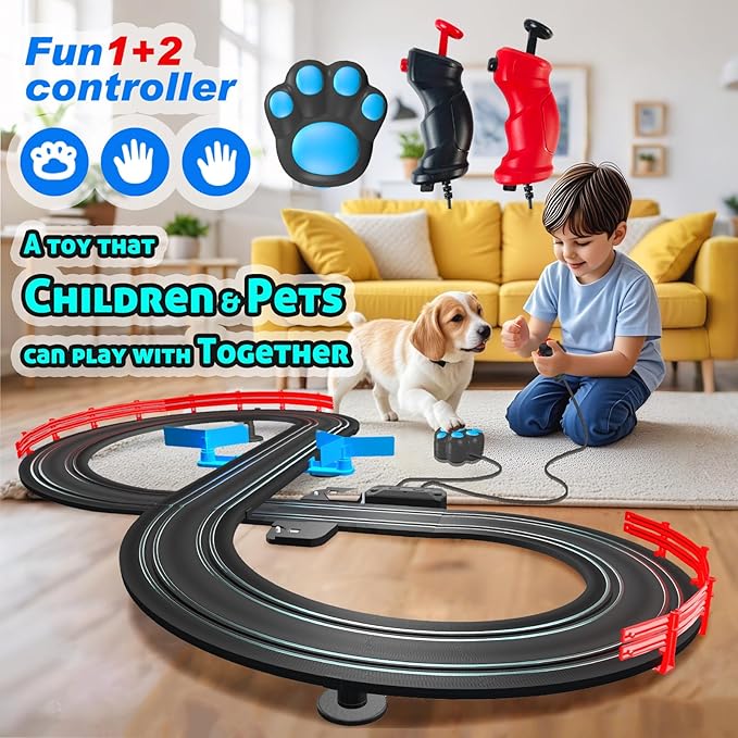 AGM MASTECH Slot Car Race Track Sets with 4 Exquisite Slot Cars, Battery or Electric Car Track, 2 Controllers, Lap Counter, Gift Toys for Boys and Girls Age 4 5 6 7 8-12