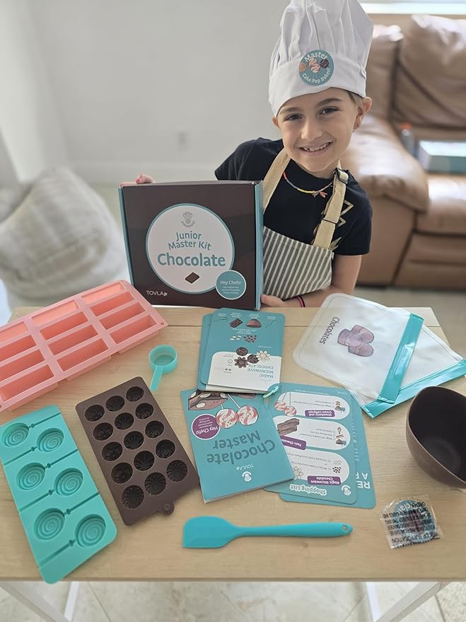 Tovla Jr. Real Chocolate Making Kit for Kids | Learn to Cook with Real Tools | Educational STEM Gift Set Ages 4+ | DIY Chocolate Activity with Visual Recipes for Boys & Girls