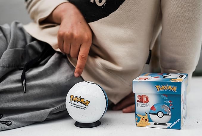 Ravensburger Pokemon Great Ball - 3D Jigsaw Puzzle Ball for Kids Age 6 Years Up - 55 Pieces - No Glue Required - Pokeball, White