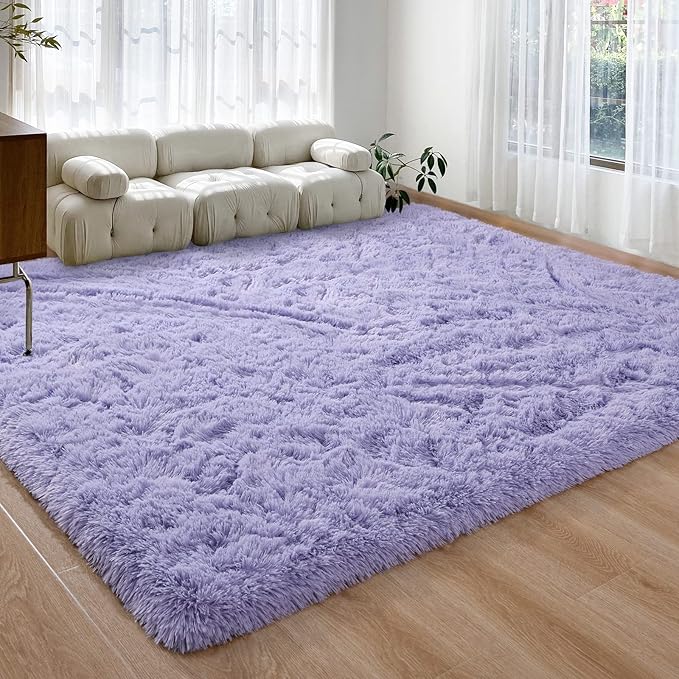 Pettop Fluffy Lavender Purple Area Rug for Bedroom Living Room, 3x5 Feet Soft Plush Fuzzy Rugs for Girls Kids Boys, Non-Slip and Washable Rug for Nursery Classroom, Carpet for Rooms Decor