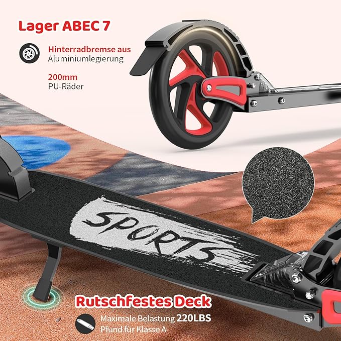 TONBUX Kick Scooter for Ages 6+, Dual Suspension Kids Scooter with Lightweight Aluminum Frame, Adjustable Handlebar Scooters for Kids, Teens and Adults