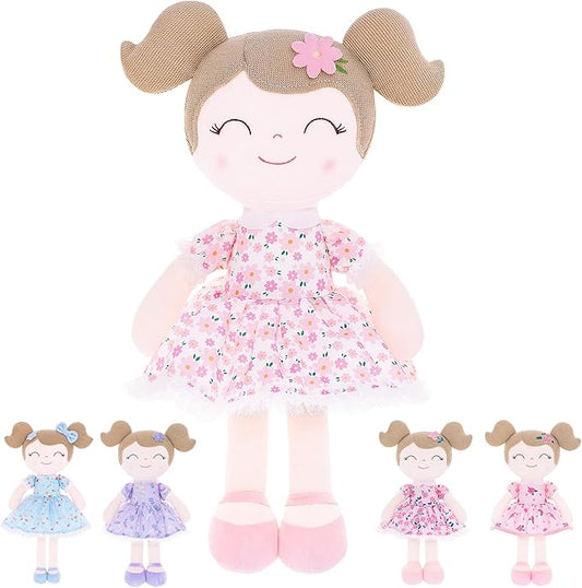 Gloveleya Baby Girl Gift First Baby Doll Plush Doll Print Sunflowers 15.5" with Gift Box
