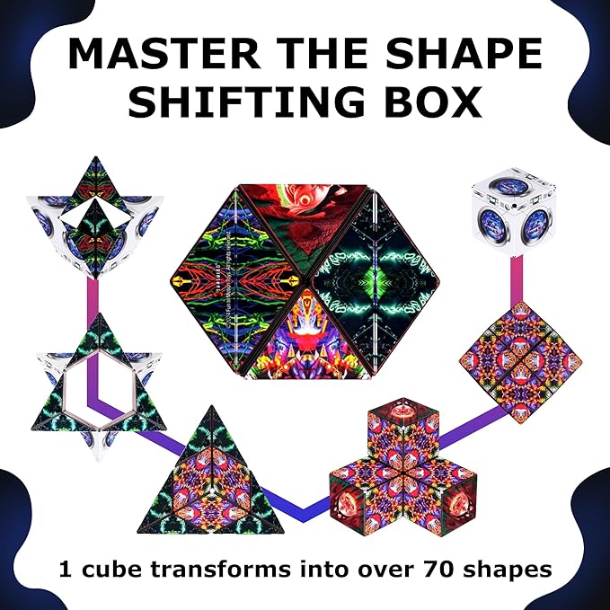 SHASHIBO Meow Wolf Shape Shifting Box - STEM Magnetic Fidget Cube That Transforms Into Over 70 Shapes, Download Fun in Motion Toys Mobile App (Dryer Portal)