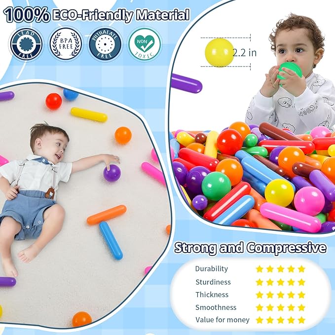 STARBOLO Ball Pit Balls for Kids- 120pcs Crush Proof Plastic Toy Balls for Toddler Ball Pit, Ball Pit Play Tent, Baby Pool Water Toys, Kiddie Pool, Party Decoration, Photo Props(8 Colors)