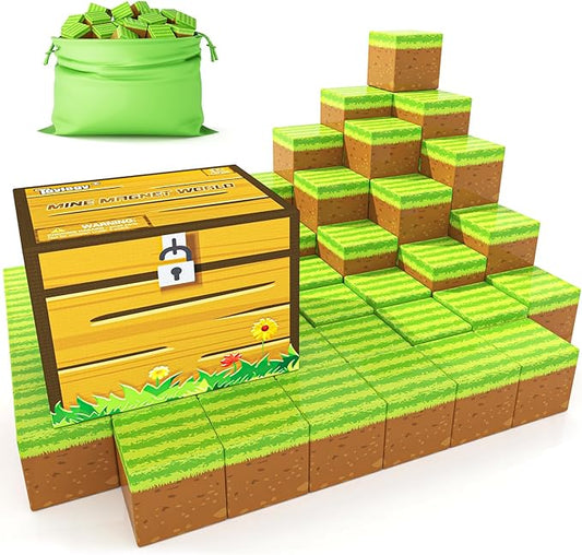 Magnetic Blocks-Build Mine Magnet World Grass Edition, Magnetic Toys for Boys & Girls Age 3-4 4-5 6-8, STEM Montessori Sensory Toys for Toddlers Gifts for 3+ Years Old Girls Boys
