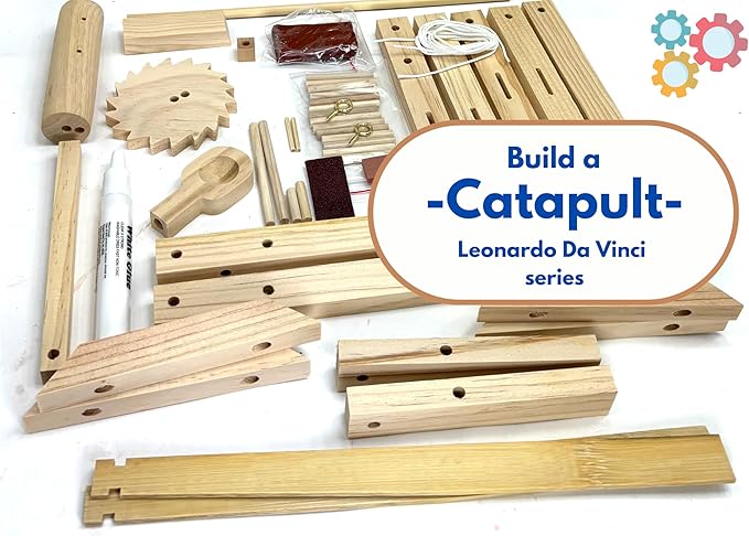 Pathfinders STEM Kits – Leonardo da Vinci Catapult kit | Trebuchet Science Kits for Kids Age 12-14 | Toys for Ages 8-13 Physics Toys | Kids Engineering kit | Learning Resource | Engineering